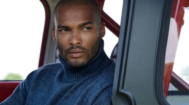 Jenry Gets Cozy in Naked Cashmere Fall '20 Campaign Jenry David sports a navy turtleneck sweater for Naked Cashmere's fall 2020 campaign.