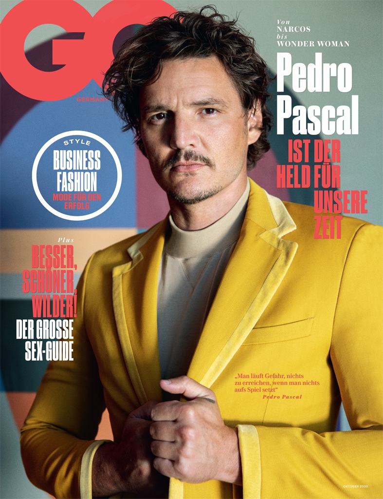 Pedro Pascal covers the October 2020 issue of GQ Germany.