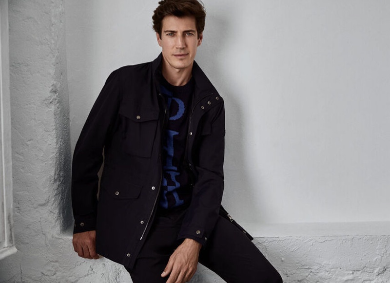 Making a case for monochromatic style, Oriol Elcacho models a smart ensemble from Pedro del Hierro's pre-fall 2020 collection.