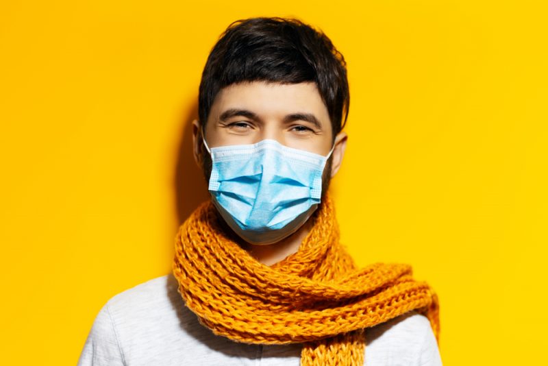 Smiling Man in Face Mask Smiling Man in Face Mask