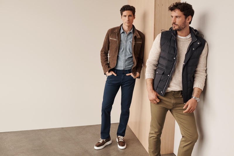 34 Heritage enlists models Ryan Kennedy and Sam Webb to showcase its Courage comfort pants from its fall-winter 2020 collection.