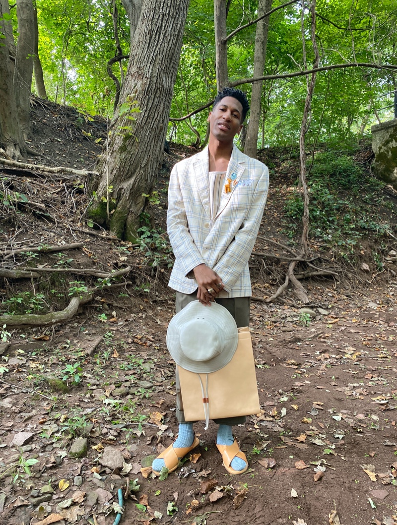 Jon Batiste poses in spring-summer 2020 menswear from Coach.