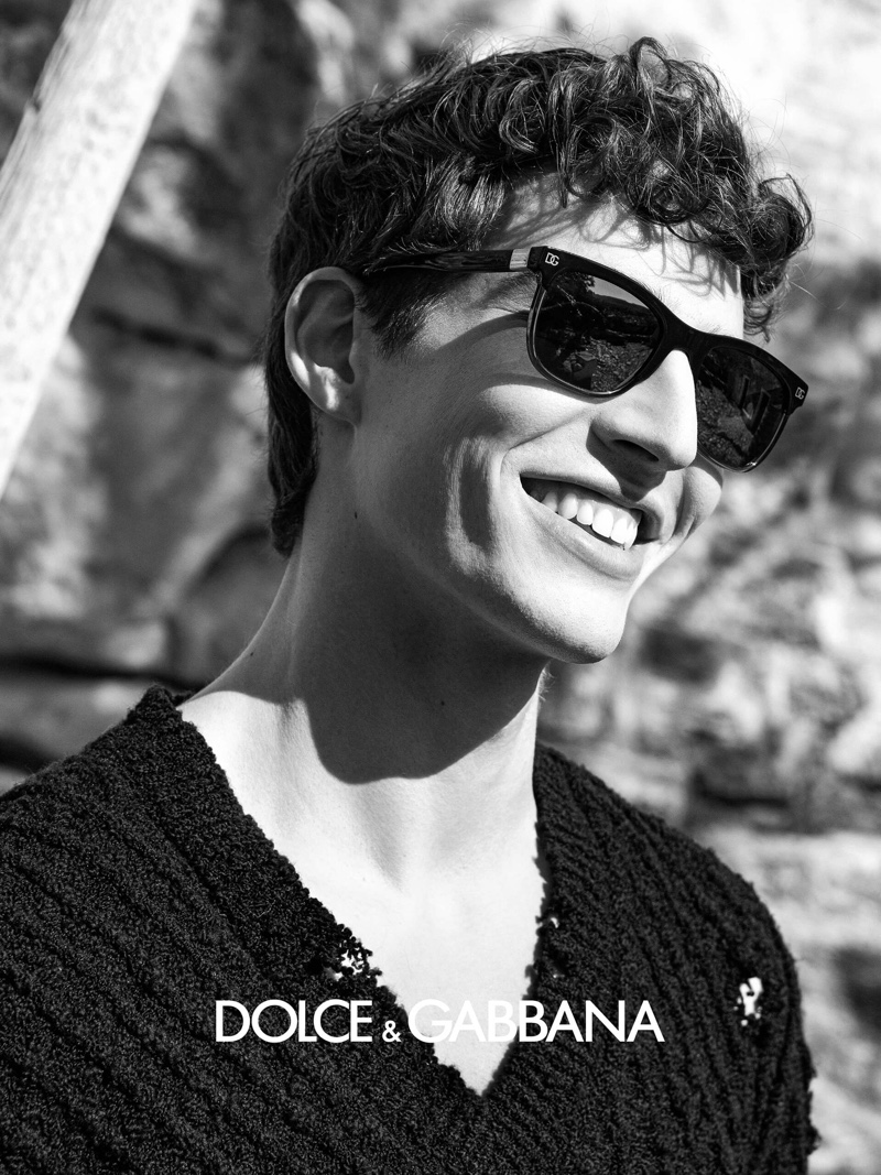 All smiles, Amerigo Valenti stars in Dolce & Gabbana's fall-winter 2020 eyewear campaign.