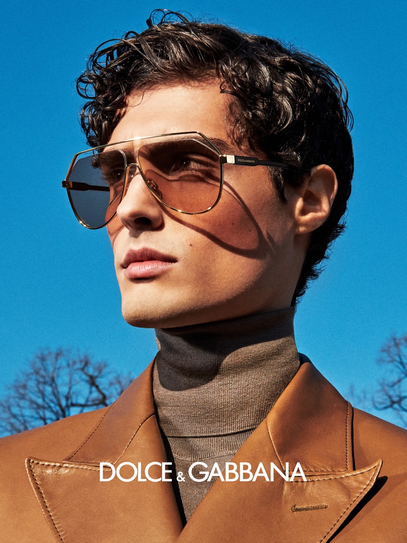 Joshua Sorrentino rocks sunglasses for Dolce & Gabbana's fall-winter 2020 eyewear campaign.