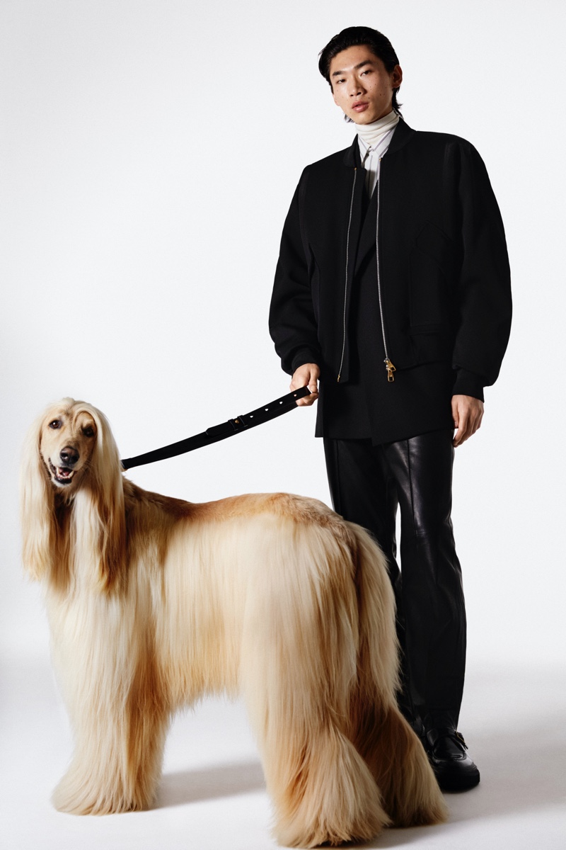 Hidetatsu Takeuchi and Ark the Afghan Hound front Dunhill's Festive campaign.