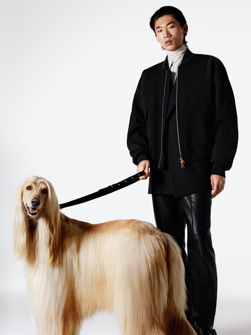 Hidetatsu Takeuchi and Ark the Afghan Hound front Dunhill's Festive campaign.