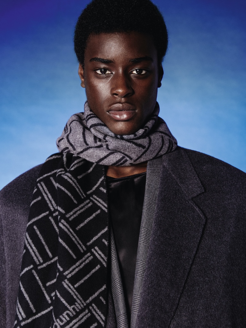 Dunhill enlists model Babacar N'doye as the star of its Festive campaign.