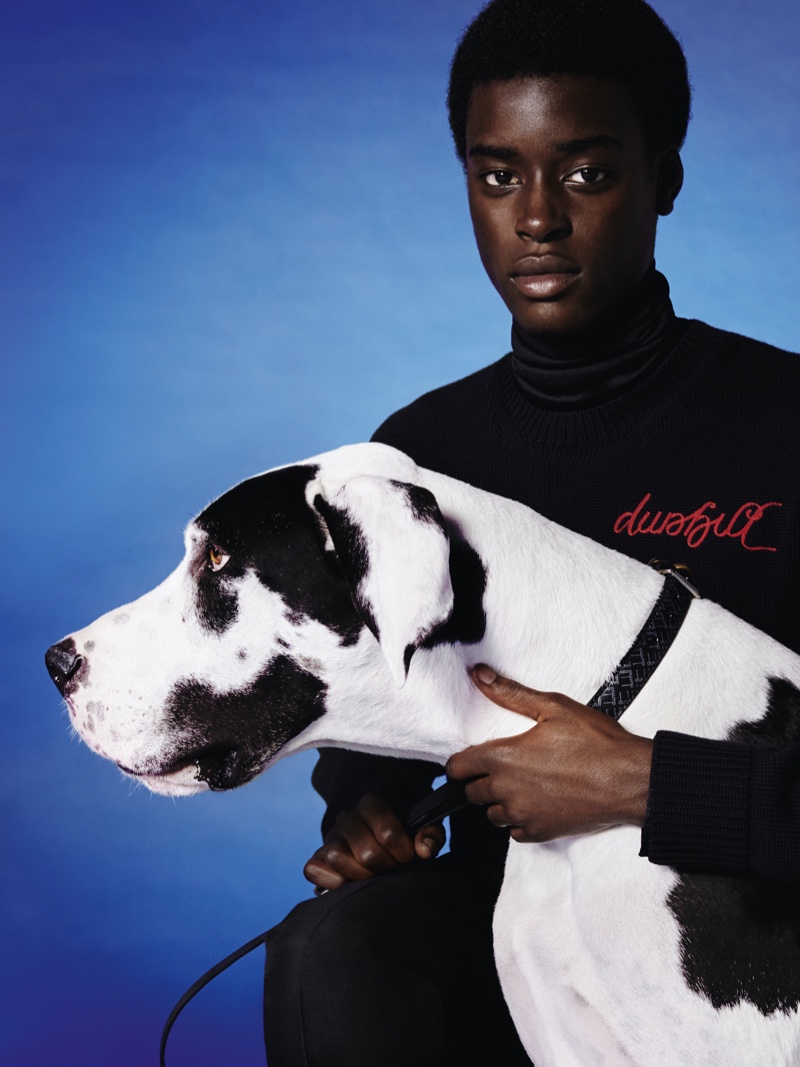 Babacar N'doye and Sal the Great Dane star in Dunhill's Festive campaign.