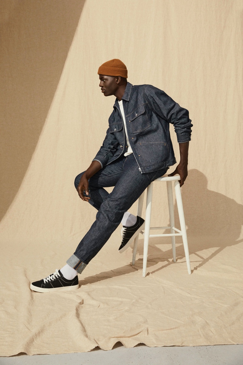 Evandro Laurens models a denim look from H&M's Jeans Redesign collection.