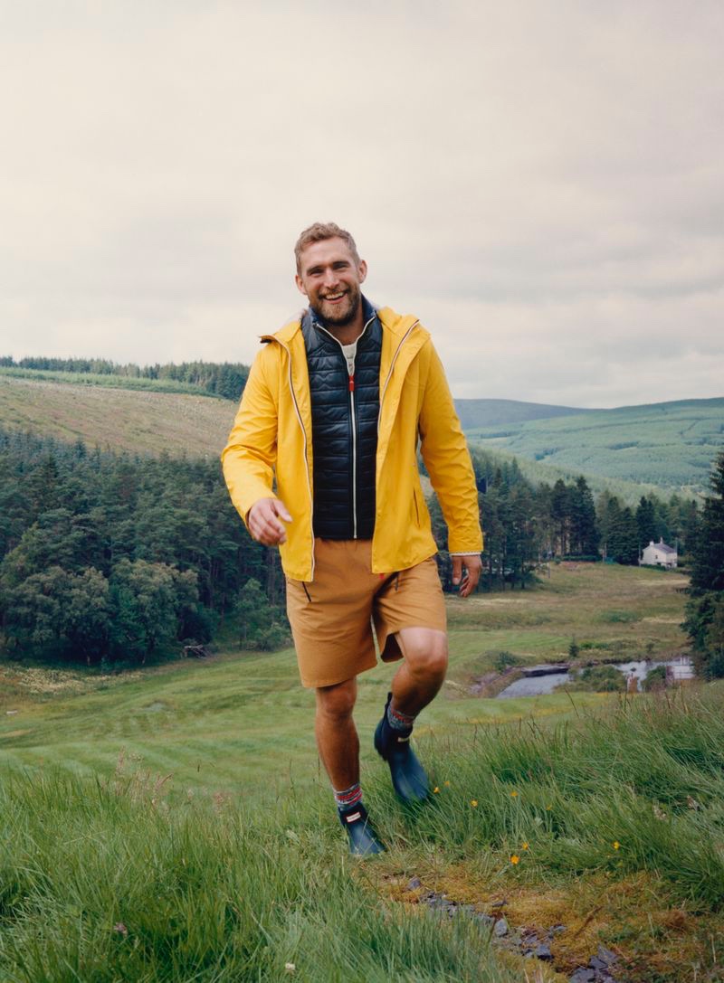 British model Will Chalker appears in Hunter Boots' fall-winter 2020 campaign.