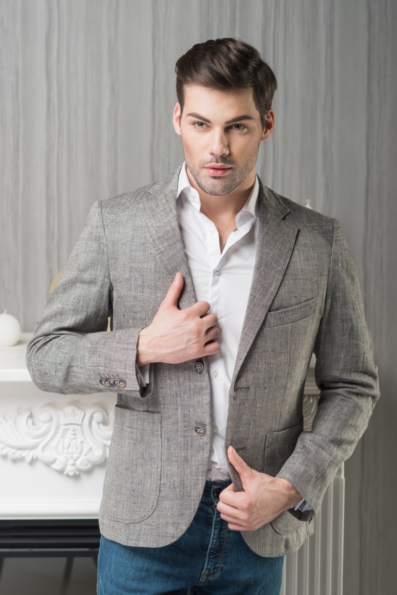 Man Linen Sports Coat Gray Jeans White Shirt » How to Wear a Sport Coat Man Linen Sports Coat Gray Jeans White Shirt