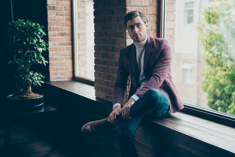 Man Wearing Sport Coat and Turtleneck » How to Wear a Sport Coat Man Wearing Sport Coat and Turtleneck