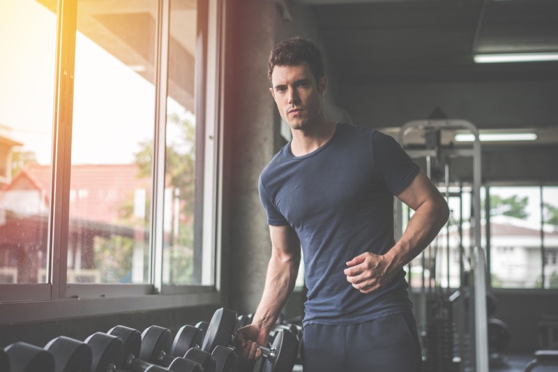 Man Working Out Gym Weights Man Working Out Gym Weights