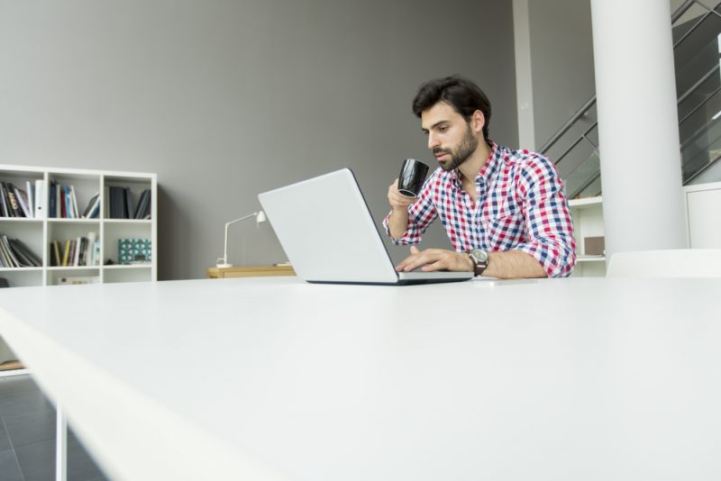 Man in Shirt Office Laptop