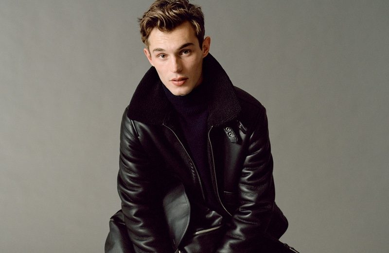 Kit Reunites with Mango for Urban Essentials Campaign Kit Butler embraces contemporary style in a look from Mango's fall-winter 2020 Urban Essentials collection. The British model takes to the studio where he sits for a portrait. He dons a Mango leather jacket with slim-fit pants, a turtleneck, and leather boots.