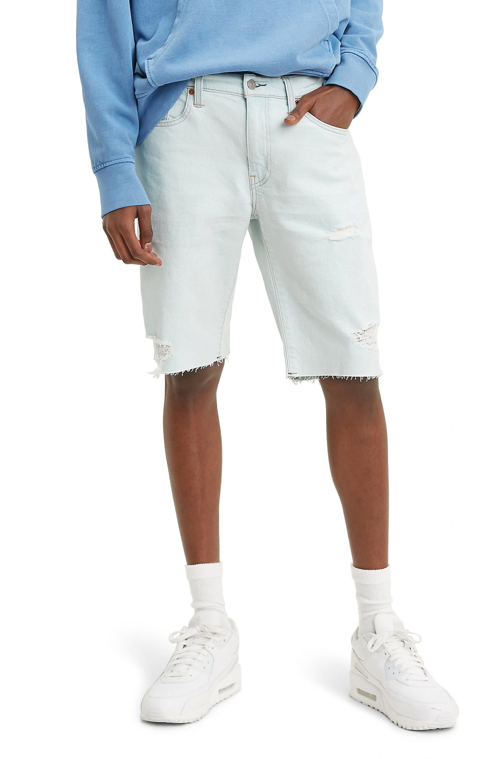 distressed cutoff denim shorts