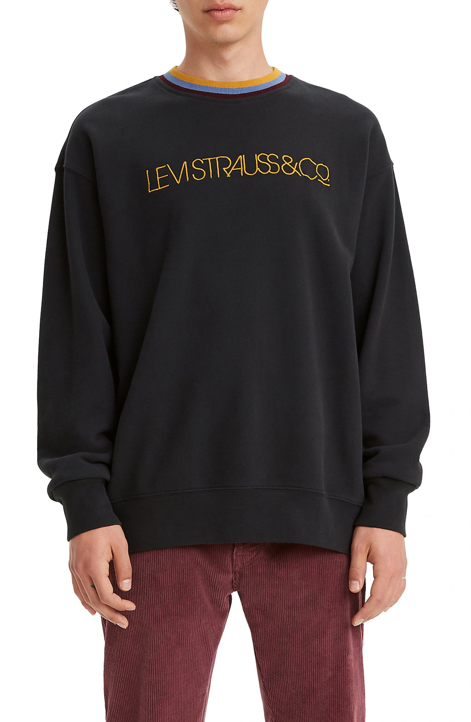 men's black crew neck sweatshirt