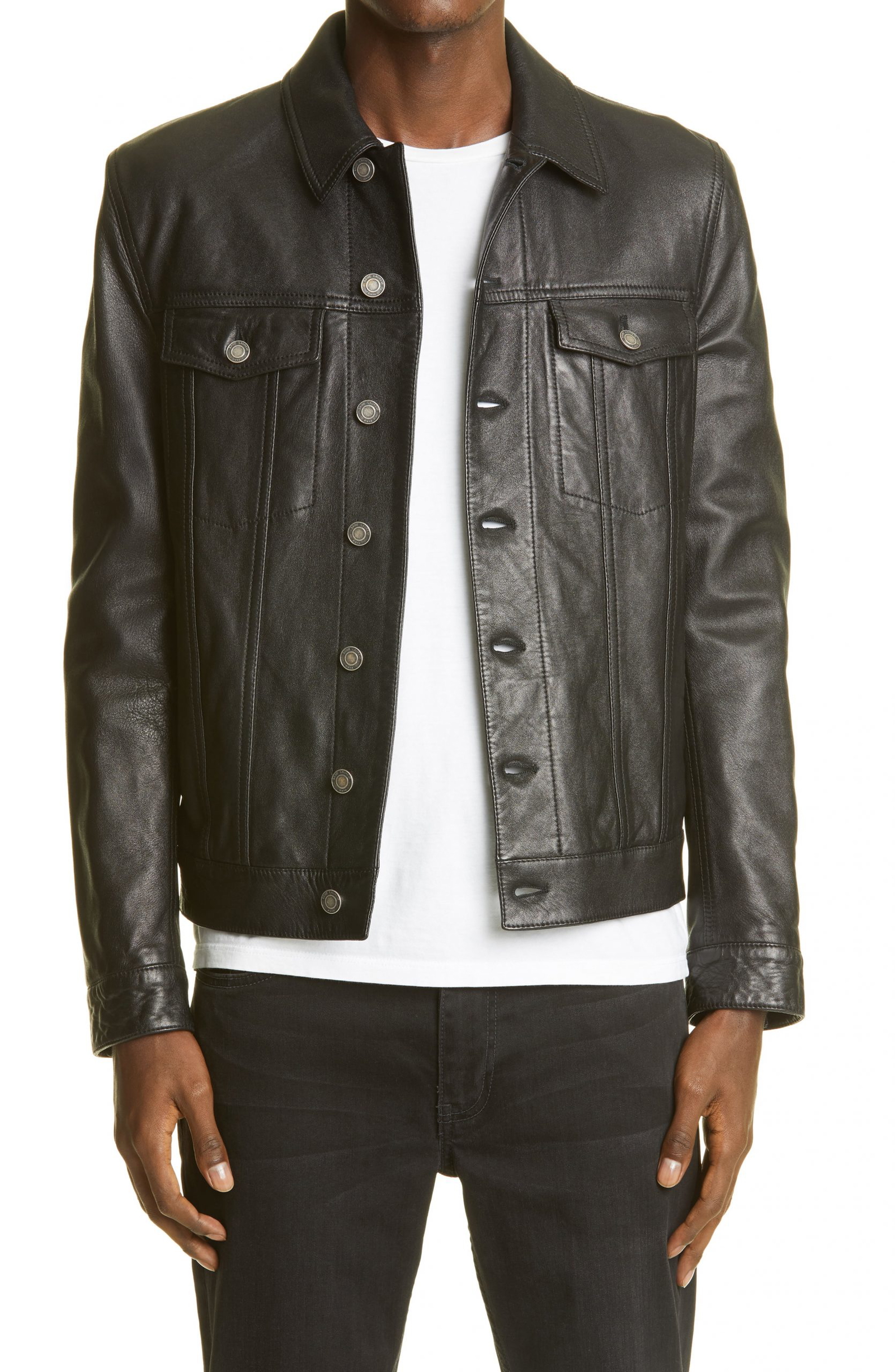 men's leather trucker jacket