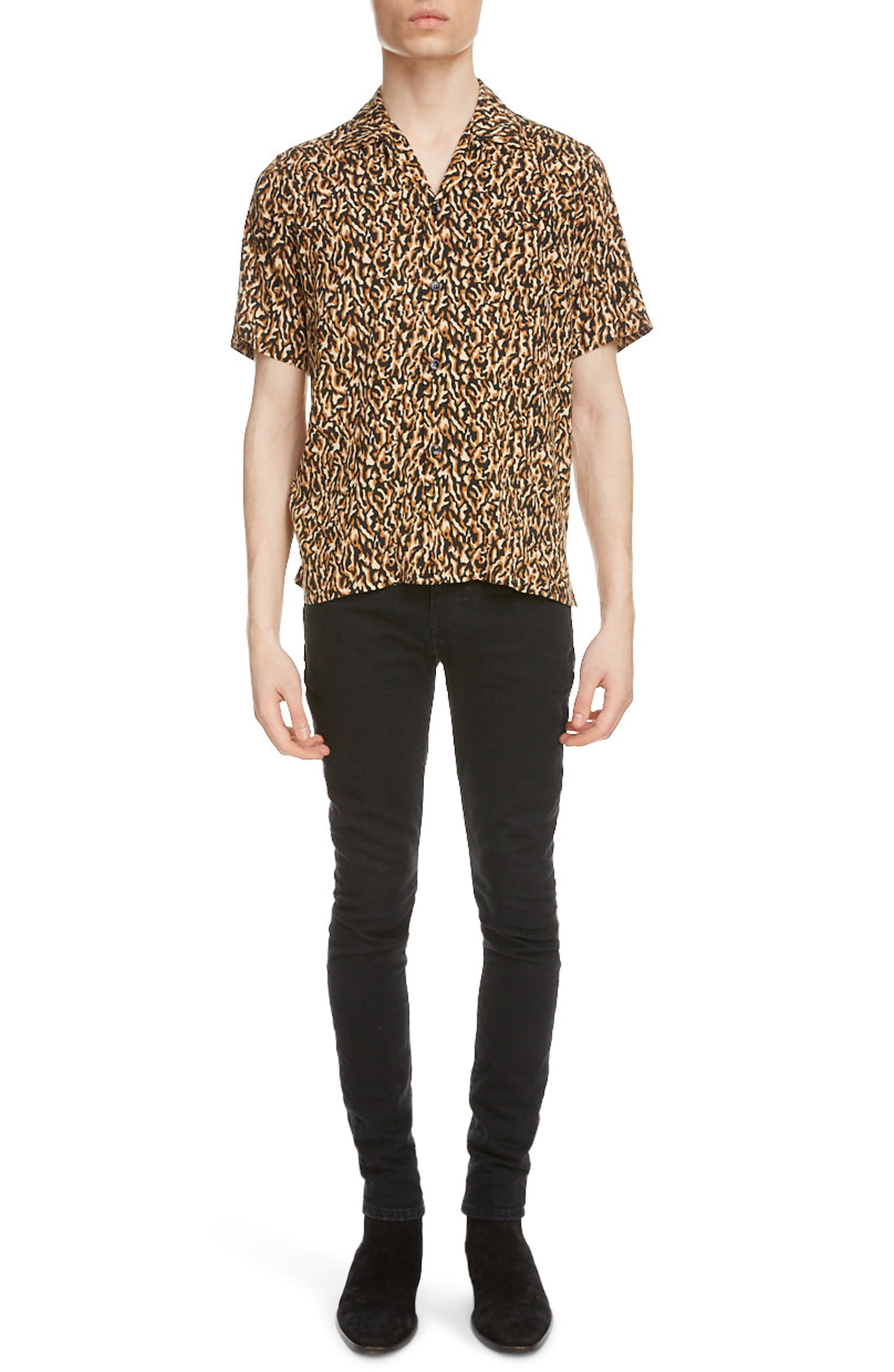 leopard button up