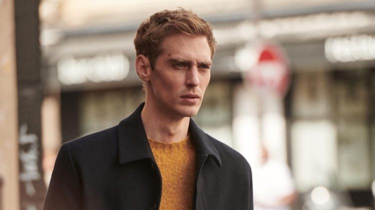 Jeremy Dufour takes to the streets of Paris in a chic look from Octobre's fall-winter 2020 collection.