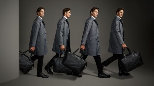 Comfort Zone: Jaymes Dons Easily Chic Looks for Pedro del Hierro Jaymes Triglone dons a herringbone coat and sleek trousers with a leather bag from Pedro del Hierro's fall-winter 2020 collection.
