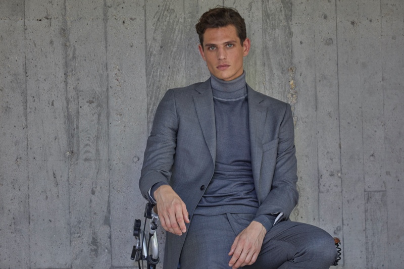 Embracing shades of grey, Pau Ramis dons a covetable look from Roberto Verino's fall-winter 2020 collection. 