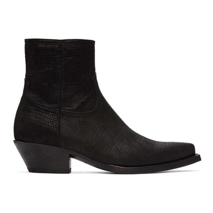 Saint Laurent Black Lizard Lukas Boots | The Fashionisto