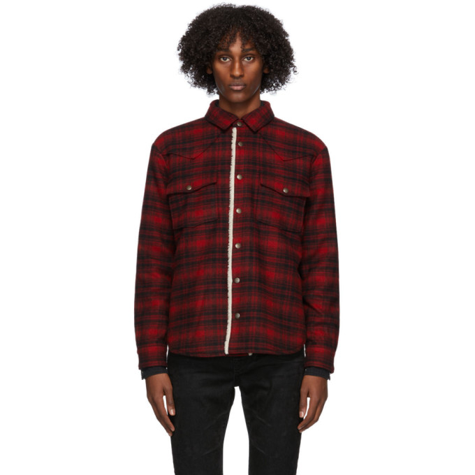 Saint Laurent Red Plaid Classic Western Jacket | The Fashionisto