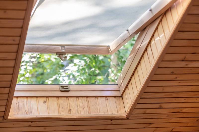 Skylight Covered Blinds Open