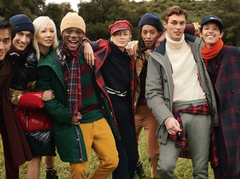 Zhao Lei, James Turlington, Soo Joo Park, Ralph Souffrant, Carolyn Murphy, Kendall Harrison, Kit Butler, and Dilone star in Tommy Hilfiger's fall-winter 2020 campaign.