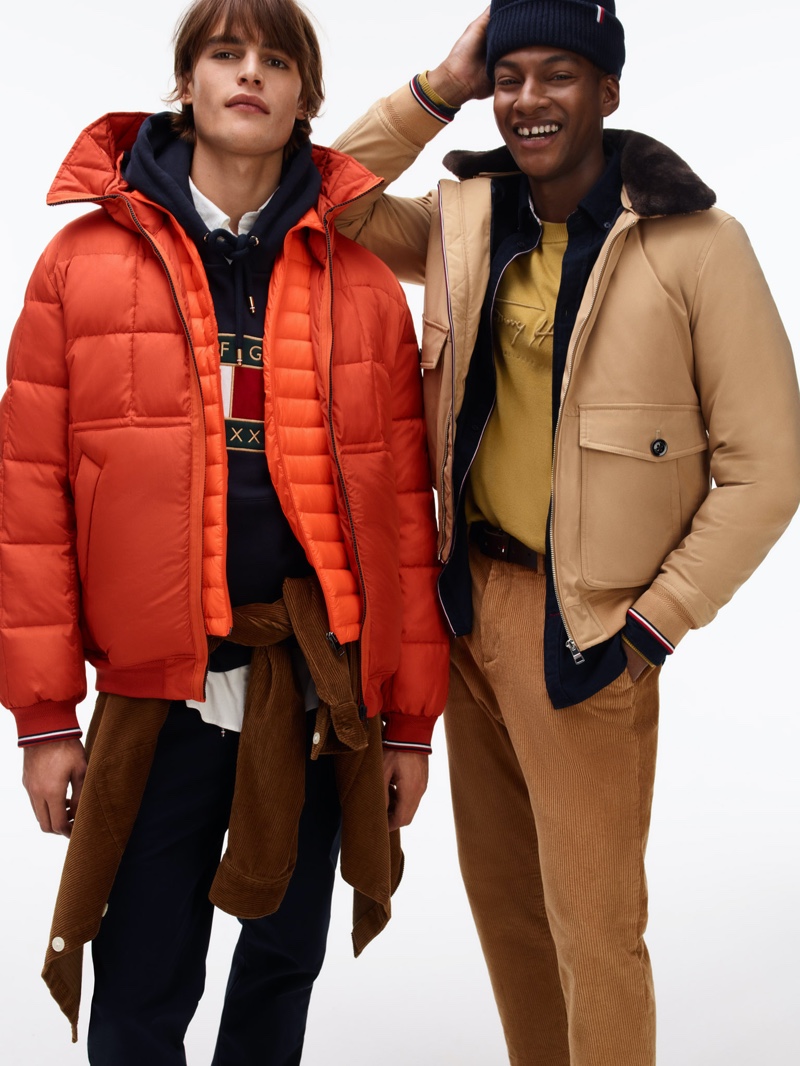 Parker van Noord and Ty Ogunkoya sport fall-winter 2020 fashions from Tommy Hilfiger.