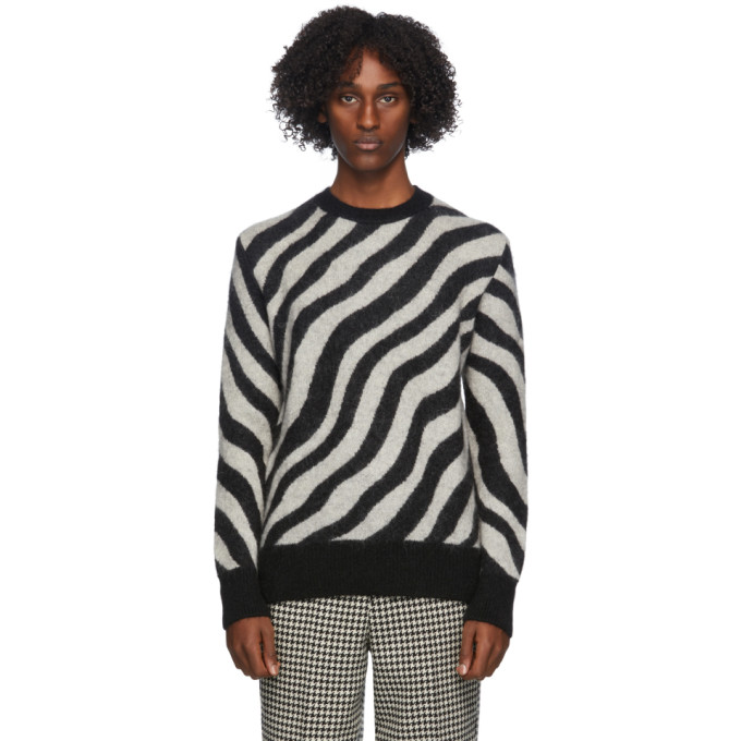 AMI Alexandre Mattiussi Black and White Striped Zebra Sweater | The ...