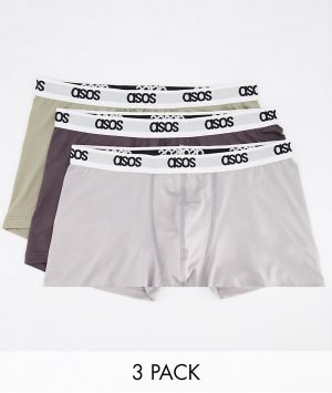 ASOS DESIGN 3 pack trunks in microfiber with ASOS waistband-Multi ASOS DESIGN 3 pack trunks in microfiber with ASOS waistband-Multi