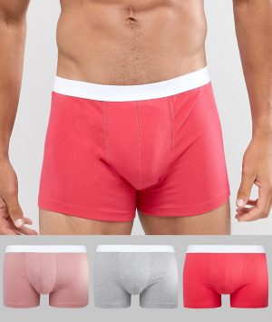 ASOS DESIGN 3 pack trunks in pink & gray in organic cotton save-Multi ASOS DESIGN 3 pack trunks in pink & gray in organic cotton save-Multi