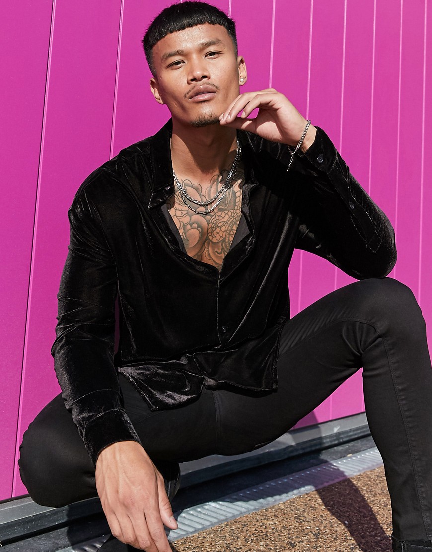 oversized velvet shirt