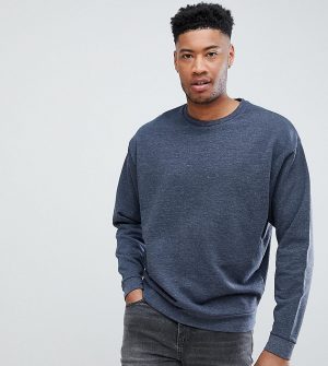 ASOS DESIGN Tall organic oversized sweatshirt with double neck in navy interest fabric ASOS DESIGN Tall organic oversized sweatshirt with double neck in navy interest fabric