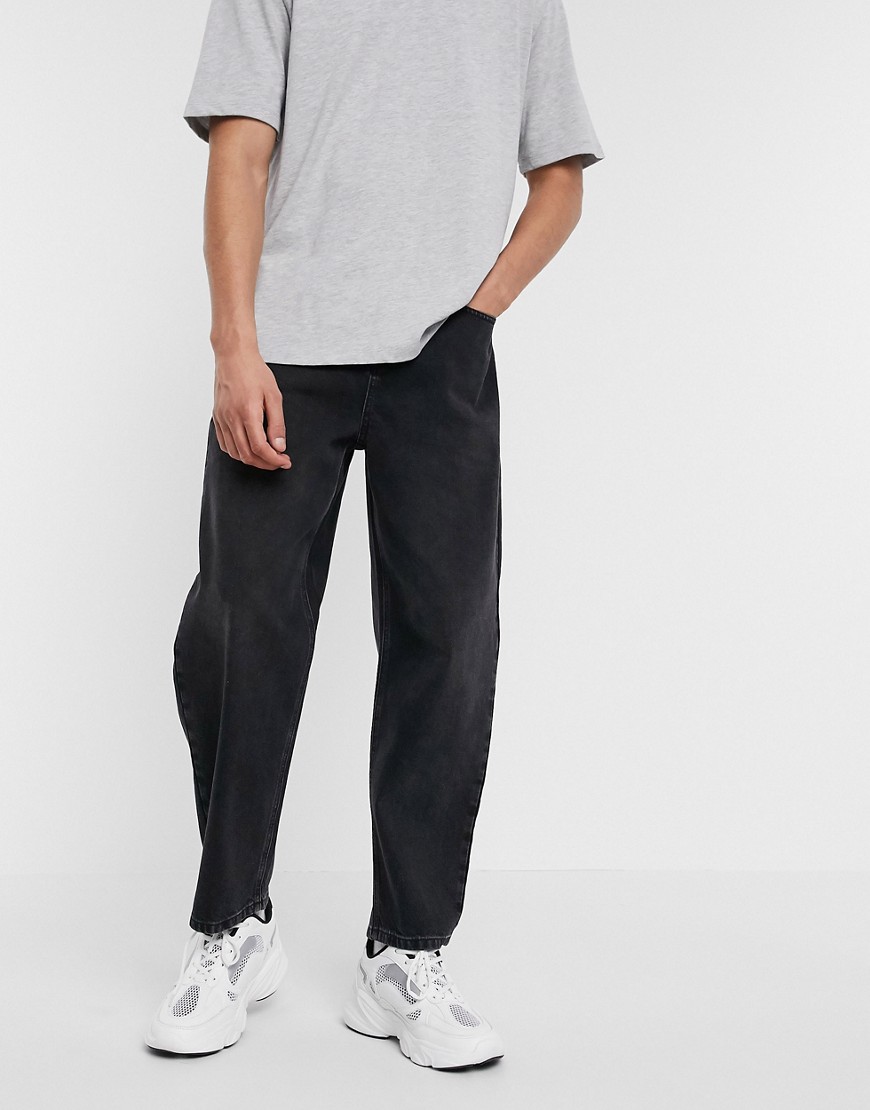black barrel leg jeans