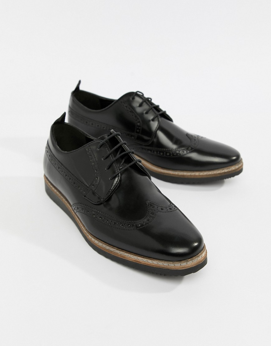 asos black leather shoes
