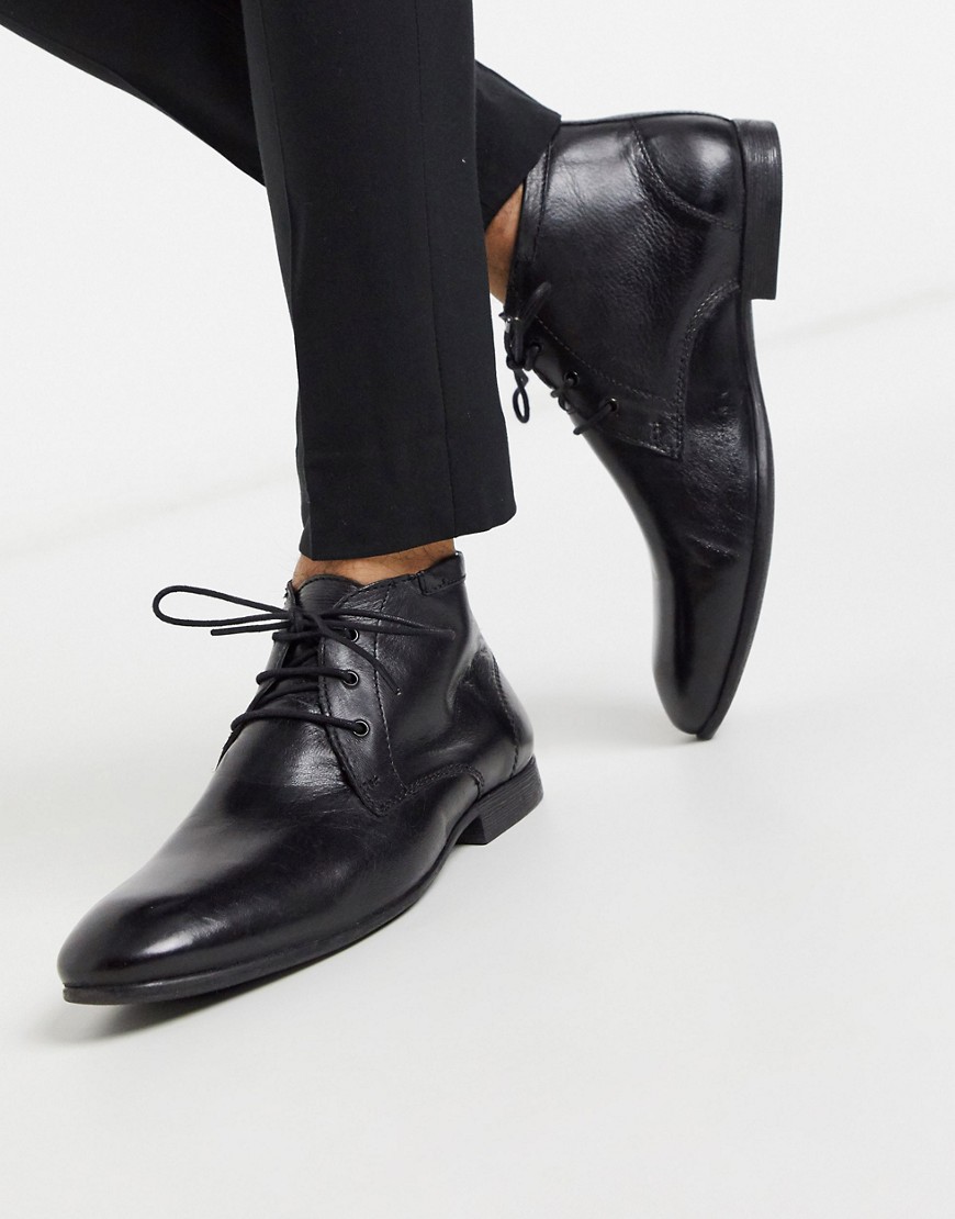 black leather chukka