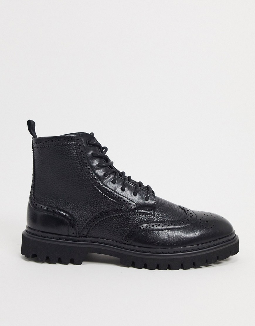 black lace up brogue boots