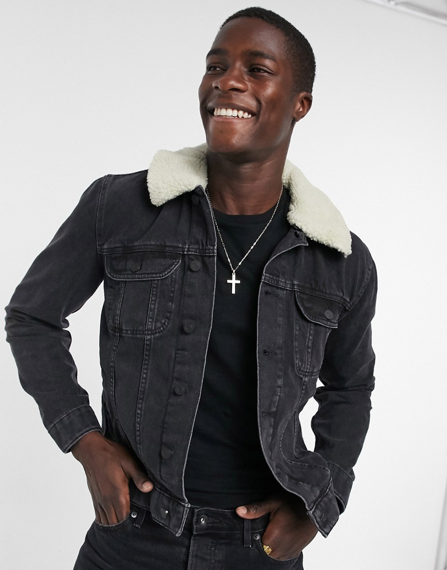 asos borg denim jacket