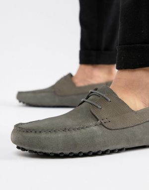 ASOS DESIGN driving shoes in gray suede with lace ASOS DESIGN driving shoes in gray suede with lace