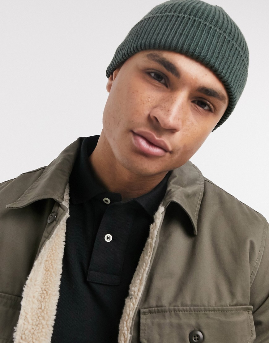 ASOS DESIGN fisherman beanie in olive-Green | The Fashionisto