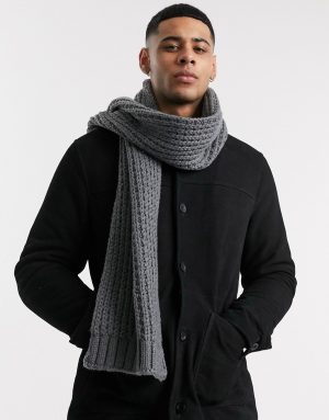 ASOS DESIGN knitted scarf in gray ASOS DESIGN knitted scarf in gray
