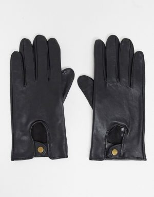 ASOS DESIGN leather driving gloves in black ASOS DESIGN leather driving gloves in black