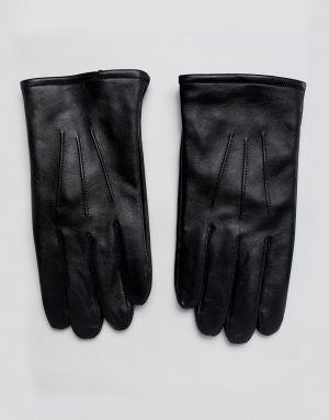 ASOS DESIGN leather touchscreen gloves in black ASOS DESIGN leather touchscreen gloves in black