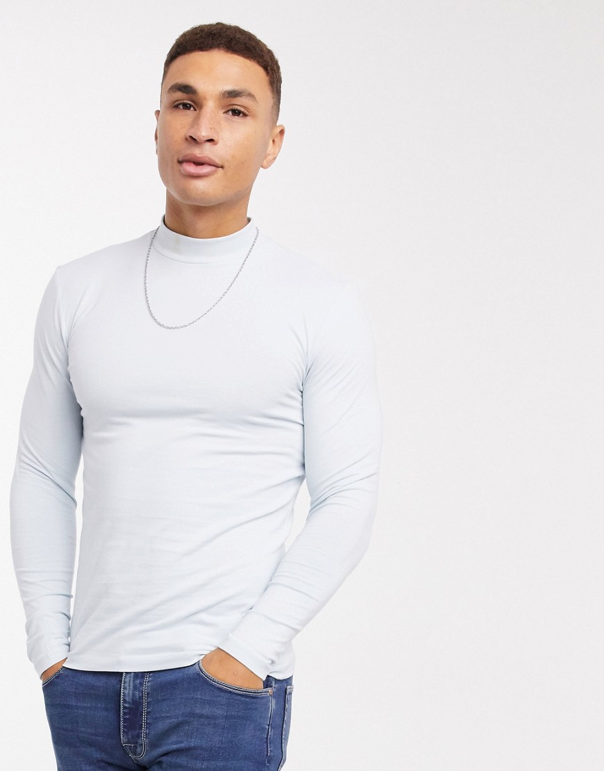 white muscle fit turtleneck shirt