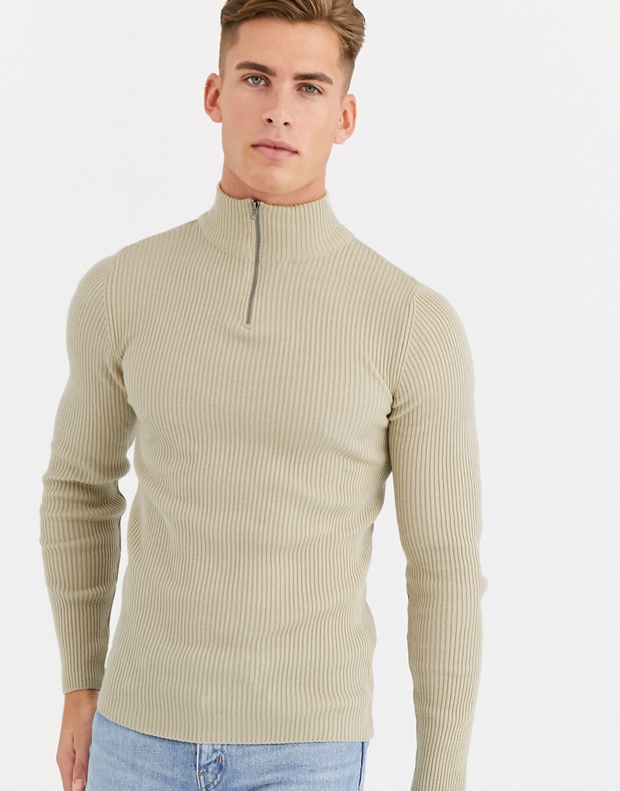 beige half zip sweater