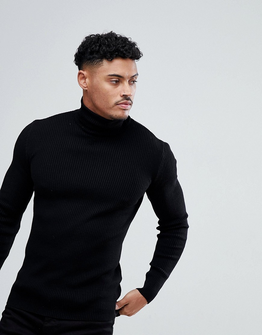 muscle fit ribbed sweater