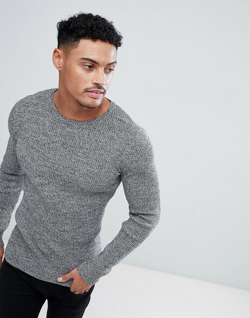 gray ribbed sweater